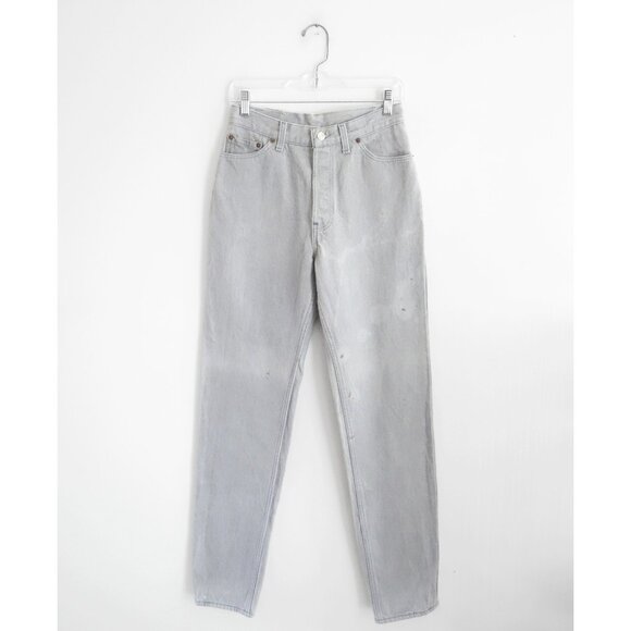 Vtg 80s Levi's 501 Light Grey High Rise Button Fly Tapered Jeans sz 12 fit 6 28 - Picture 1 of 6